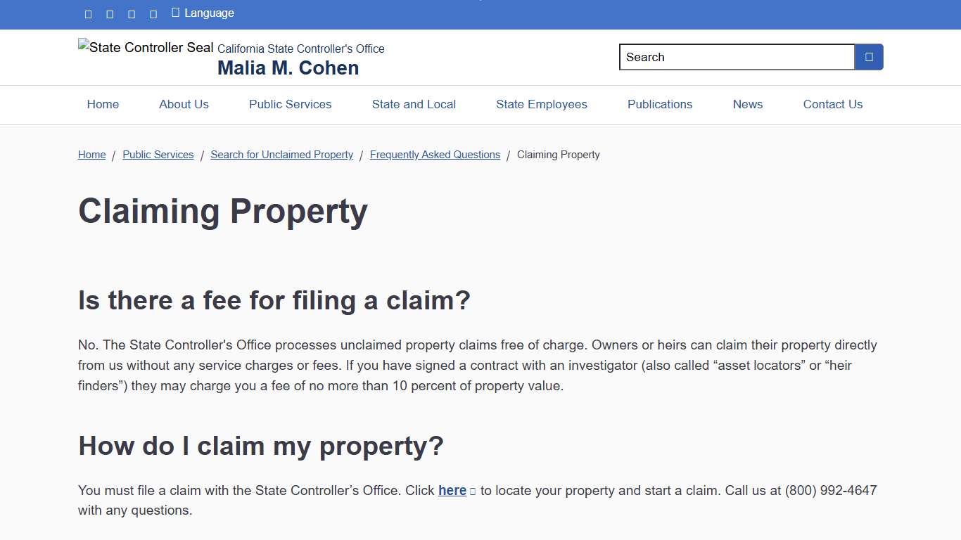 Claiming Property